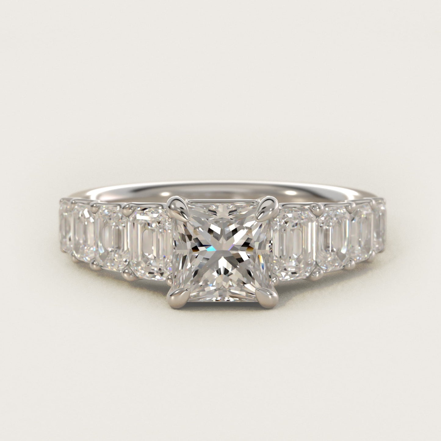 Radiant-Cut Diamond Engagement Ring in 14k White Gold - Princess Center