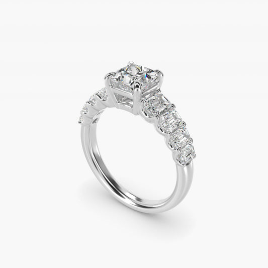 Radiant-Cut Diamond Engagement Ring in Platinum - Princess Center
