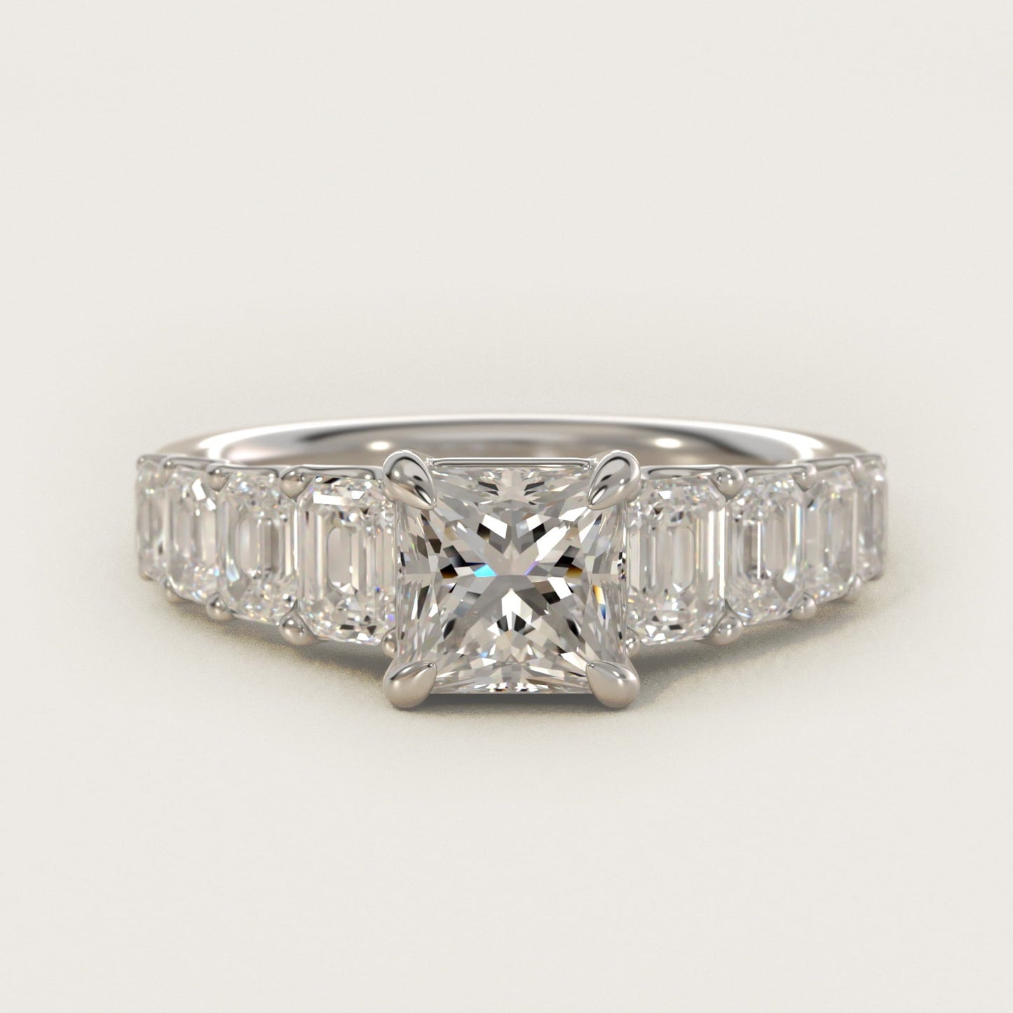 Radiant-Cut Diamond Engagement Ring in Platinum - Princess Center