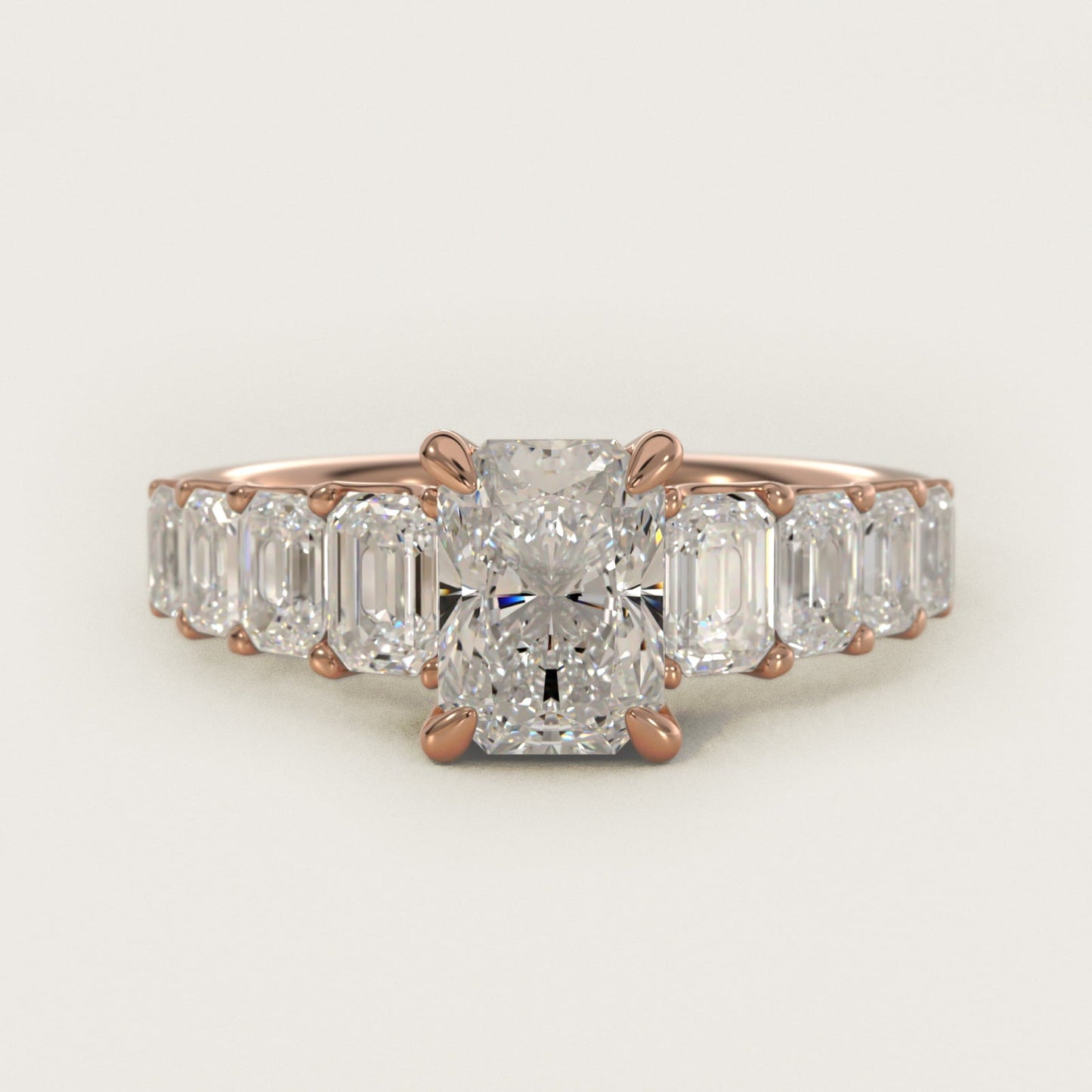 Radiant-Cut Diamond Engagement Ring in 18k Rose Gold - Radiant Center
