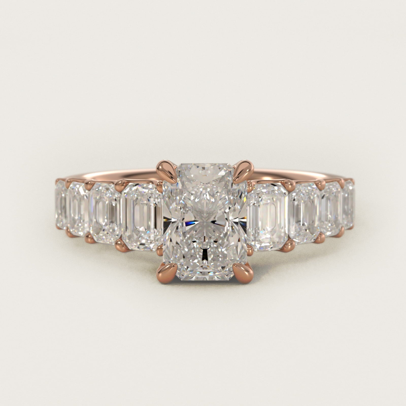 Radiant-Cut Diamond Engagement Ring in 18k Rose Gold - Radiant Center