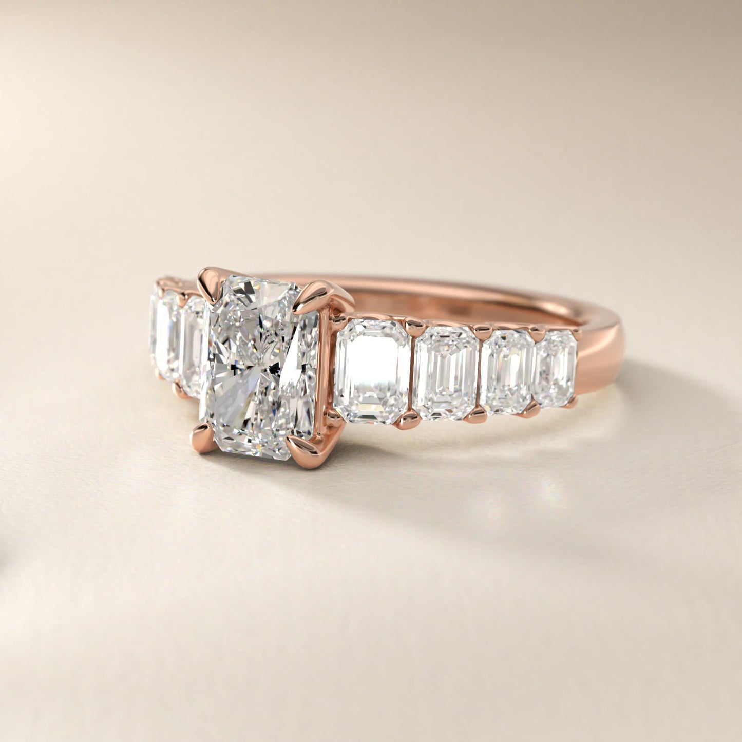 Radiant-Cut Diamond Engagement Ring in 18k Rose Gold - Radiant Center