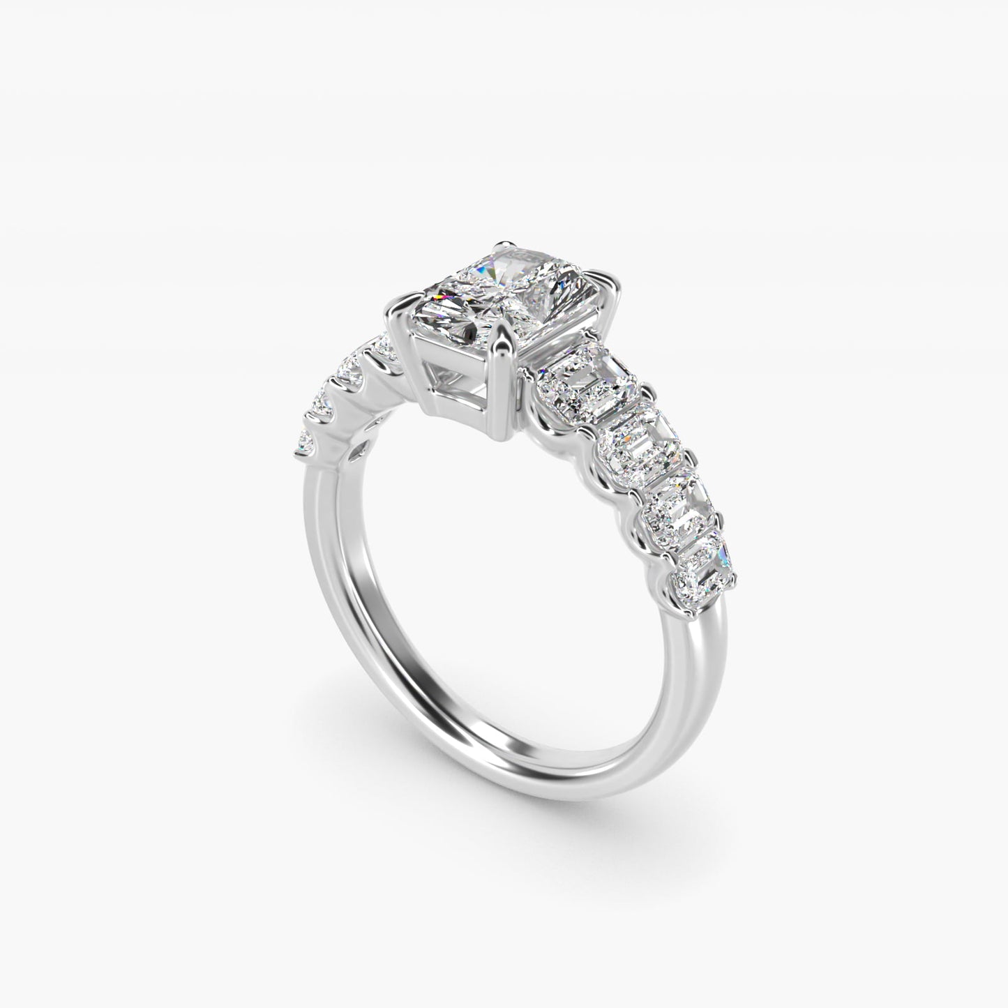 Radiant-Cut Diamond Engagement Ring in 14k White Gold - Radiant Center