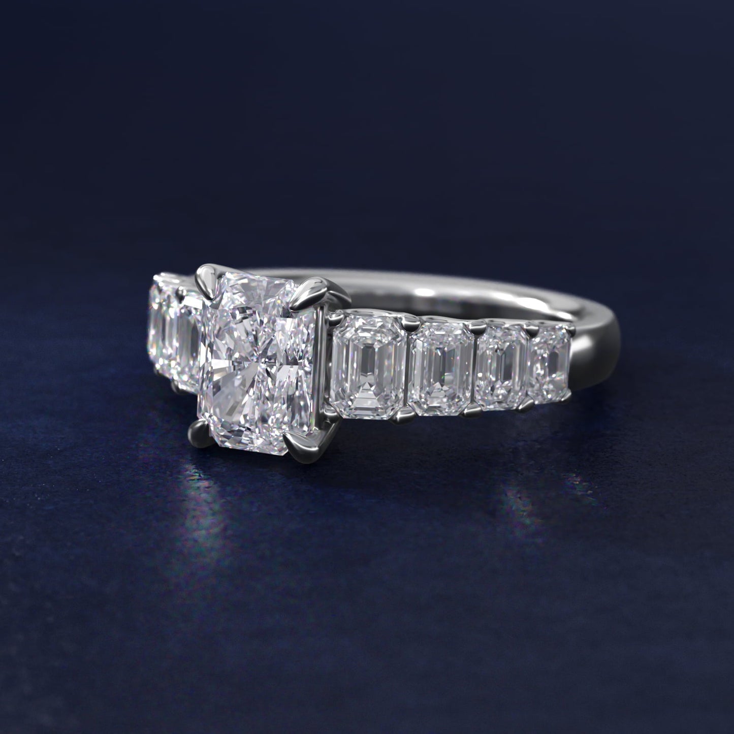 Radiant-Cut Diamond Engagement Ring in 18k White Gold - Radiant Center