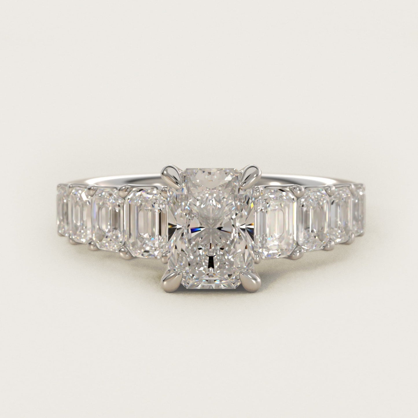 Radiant-Cut Diamond Engagement Ring in 18k White Gold - Radiant Center