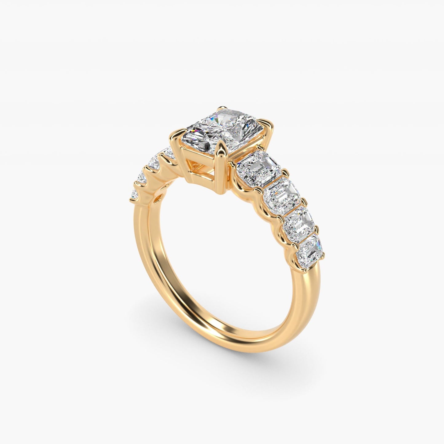 Radiant-Cut Diamond Engagement Ring in 18k Yellow Gold - Radiant Center