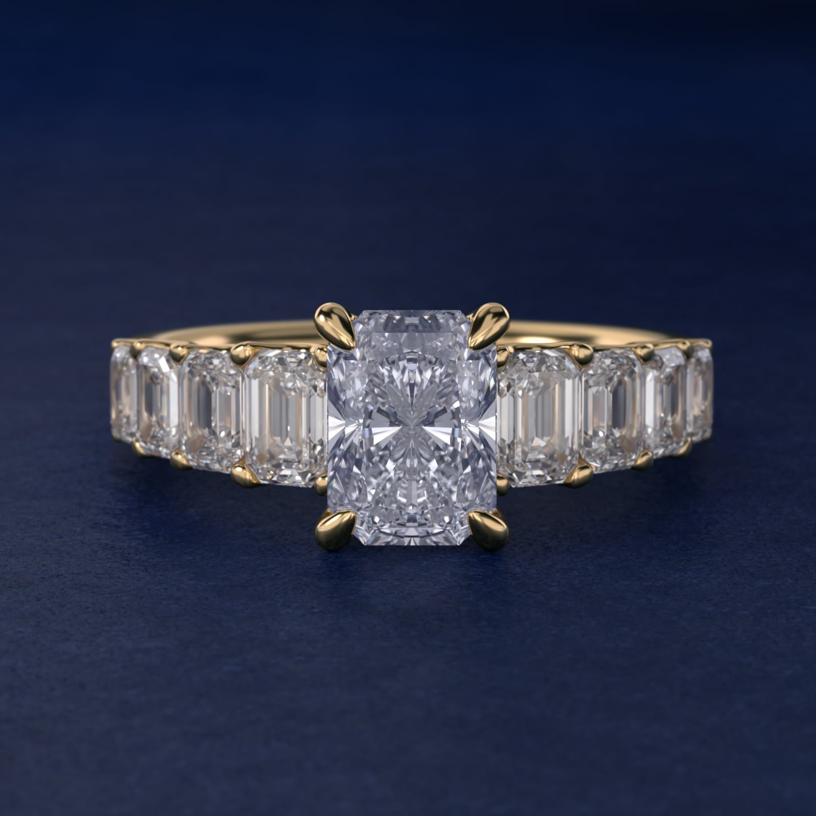 Radiant-Cut Diamond Engagement Ring in 18k Yellow Gold - Radiant Center