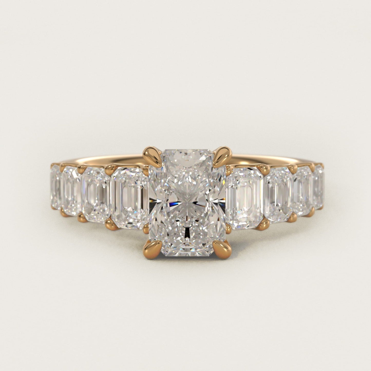 Radiant-Cut Diamond Engagement Ring in 18k Yellow Gold - Radiant Center