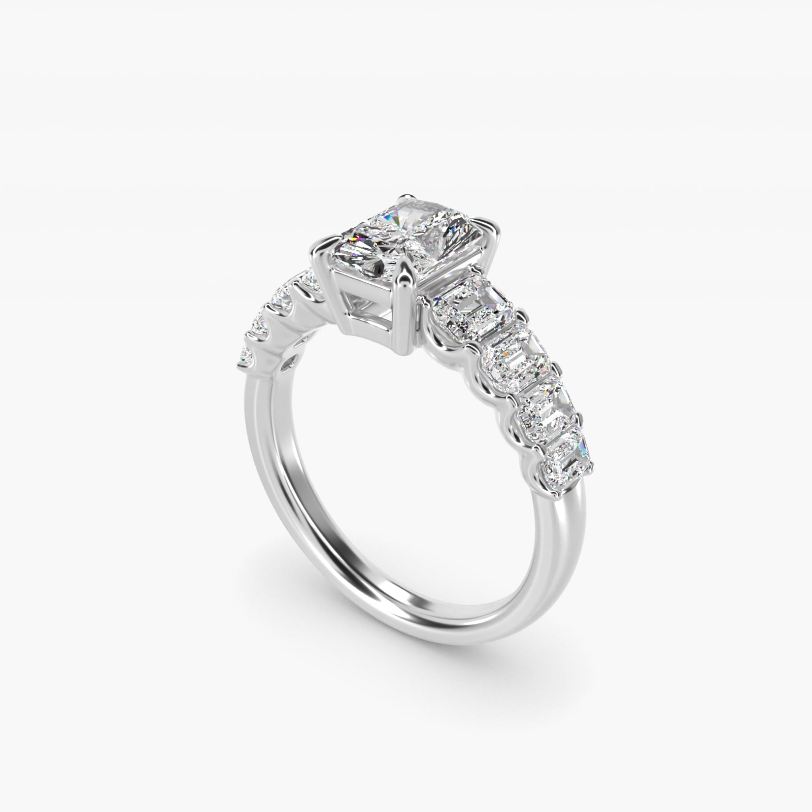 Radiant-Cut Diamond Engagement Ring in Platinum - Radiant Center