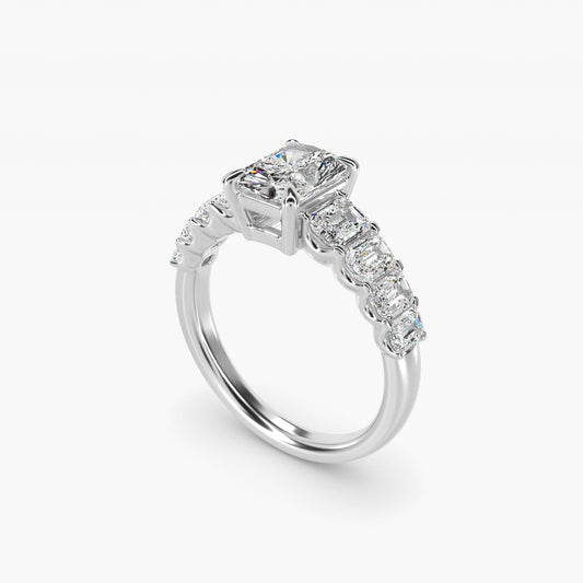 Radiant-Cut Diamond Engagement Ring in Platinum - Radiant Center