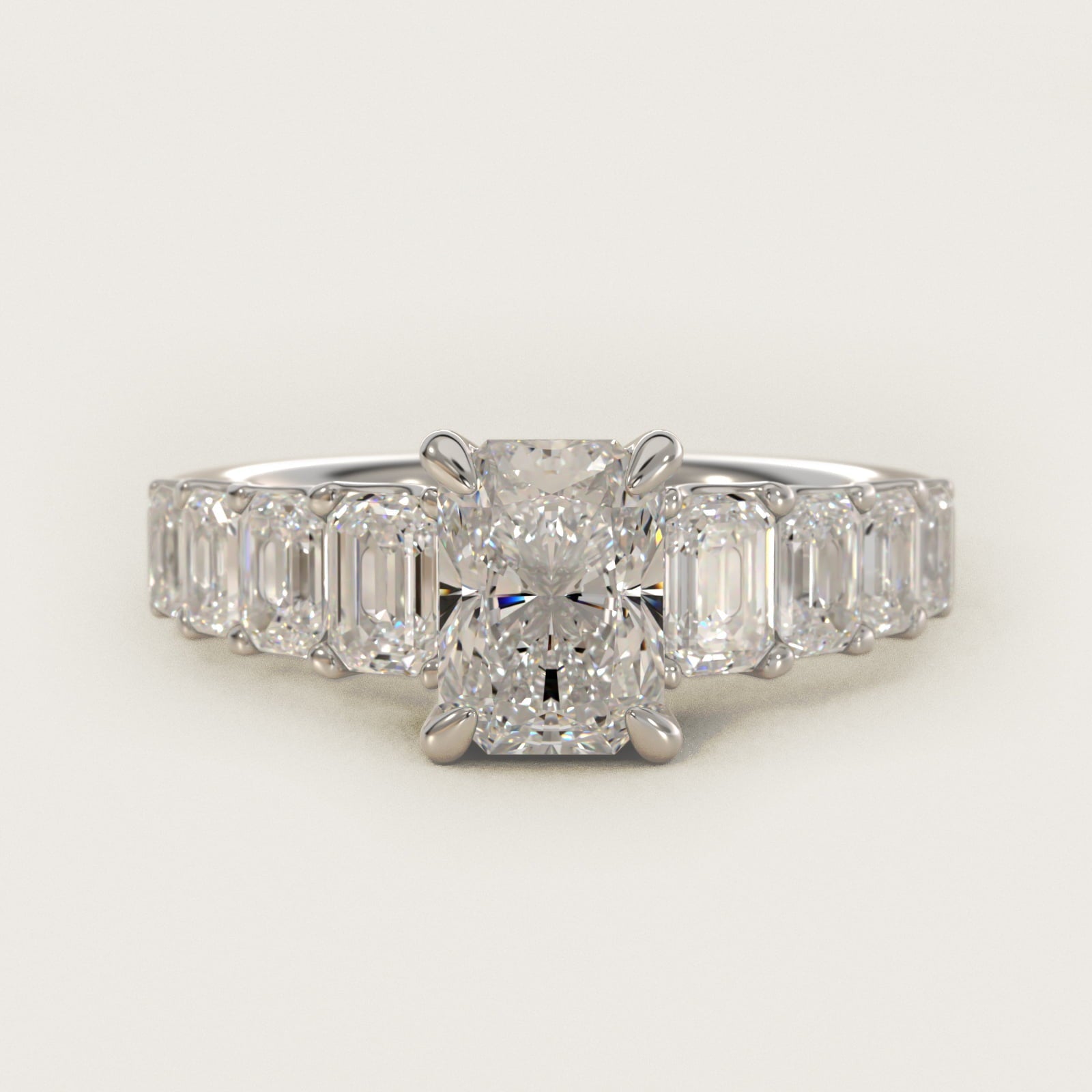 Radiant-Cut Diamond Engagement Ring in Platinum - Radiant Center