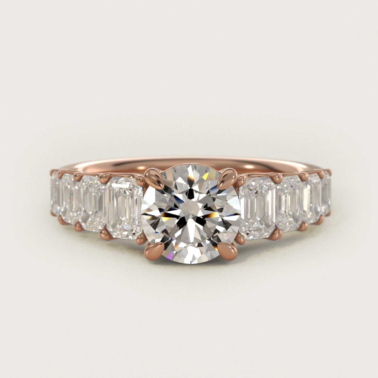 Radiant-Cut Diamond Engagement Ring in 14k Rose Gold - Round Center