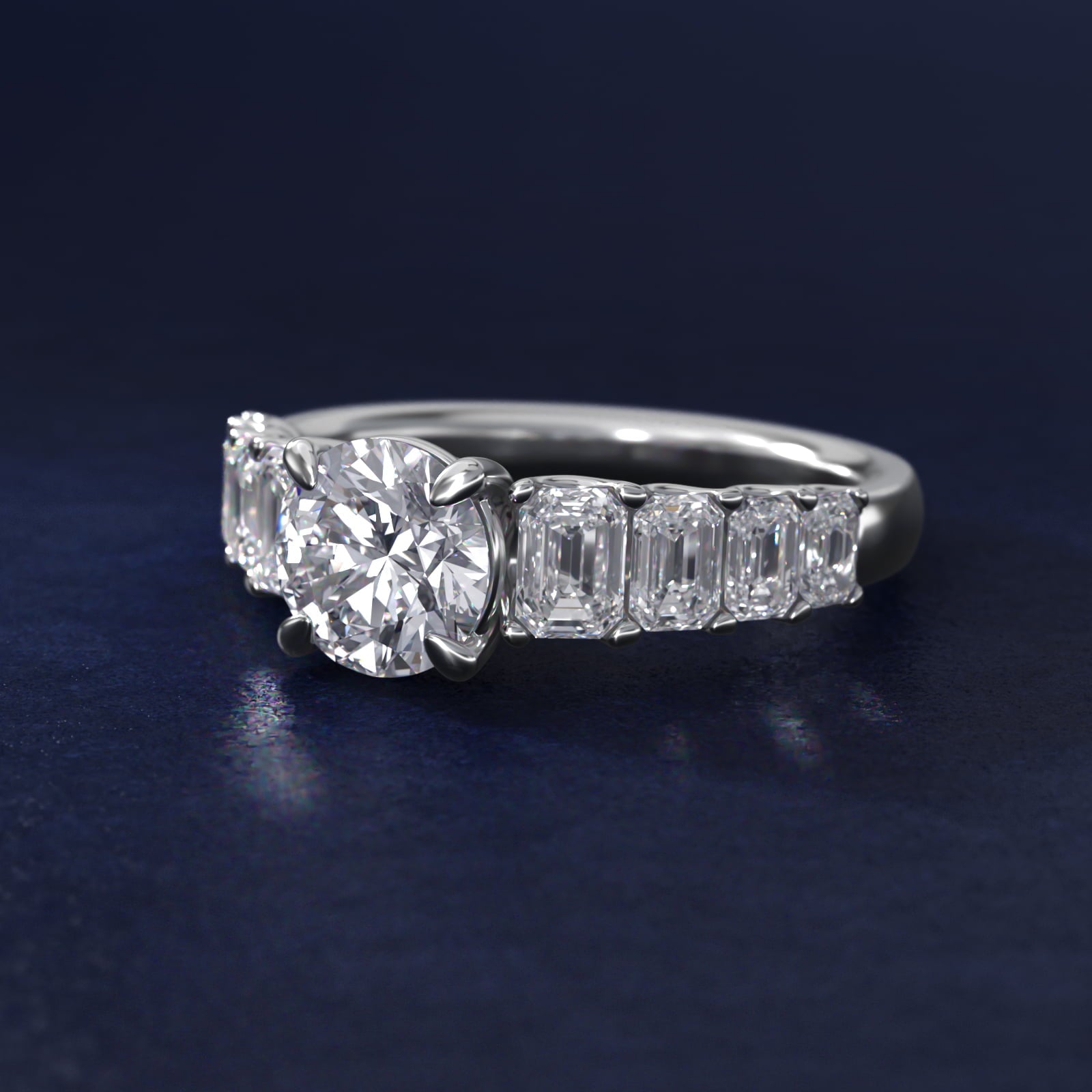 Radiant-Cut Diamond Engagement Ring in 14k White Gold - Round Center