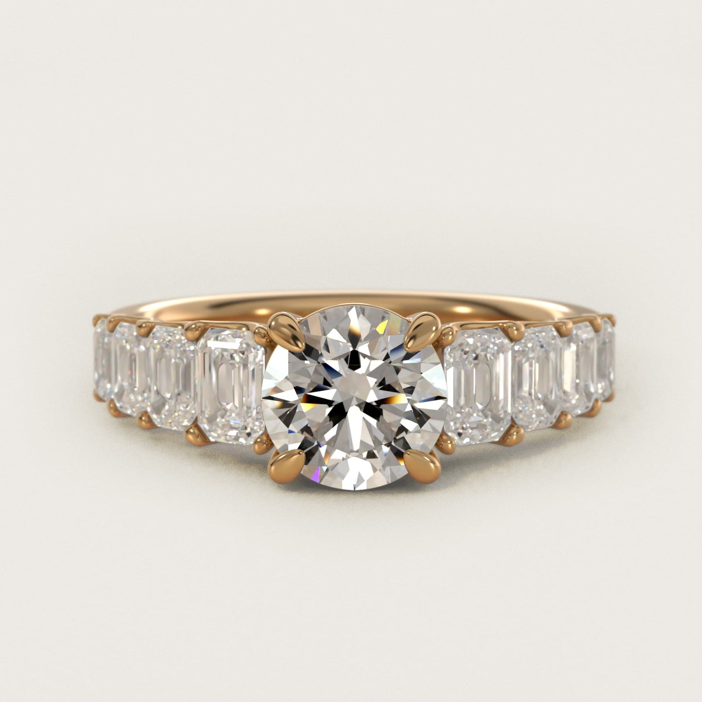 Radiant-Cut Diamond Engagement Ring in 14k Yellow Gold - Round Center