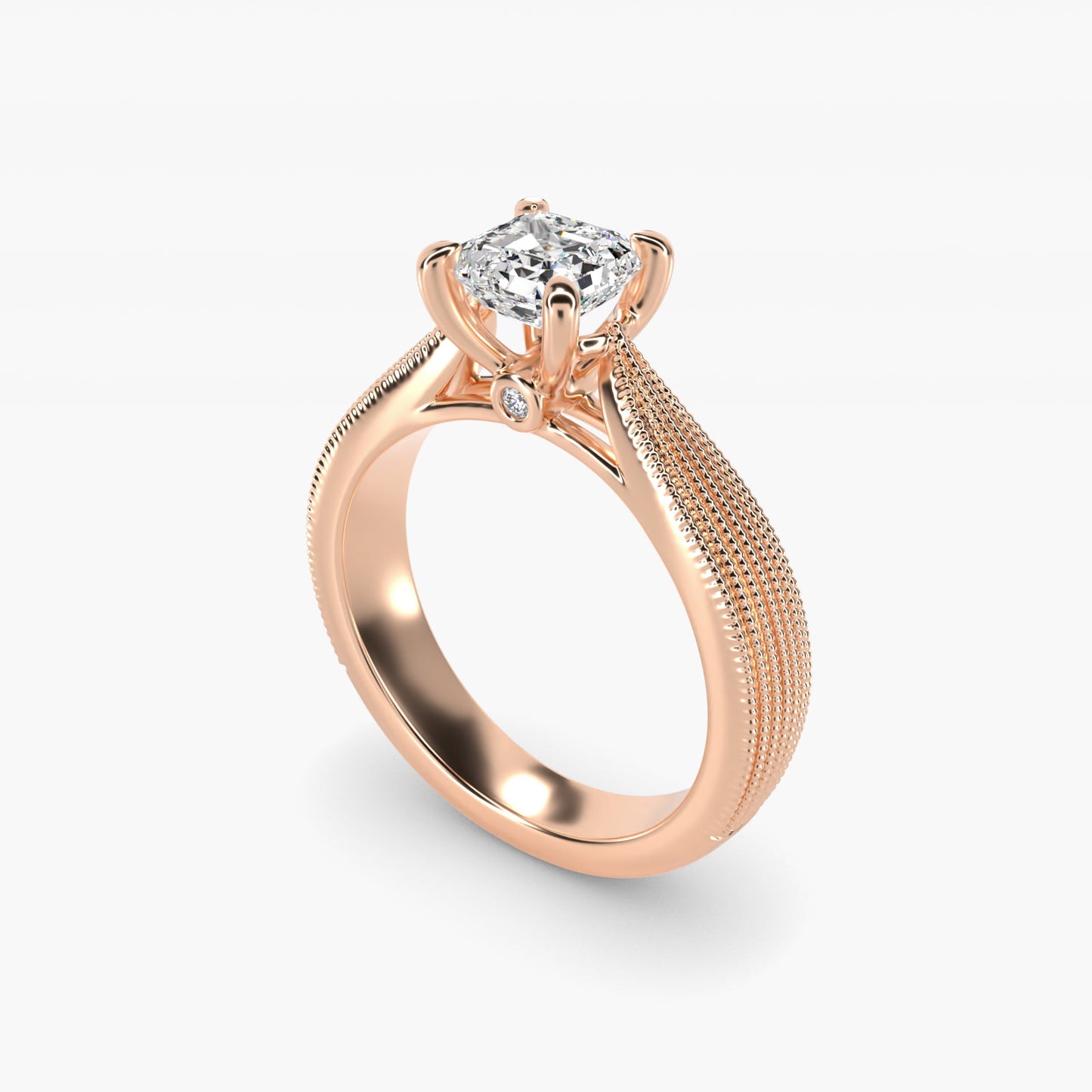 Reverse Taper Modern Milgrain Solitaire Engagement Ring In 14K Rose Gold By James Allen - Asscher Center