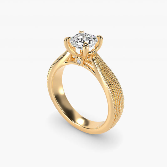 Reverse Taper Modern Milgrain Solitaire Engagement Ring In 14K Yellow Gold By James Allen - Asscher Center