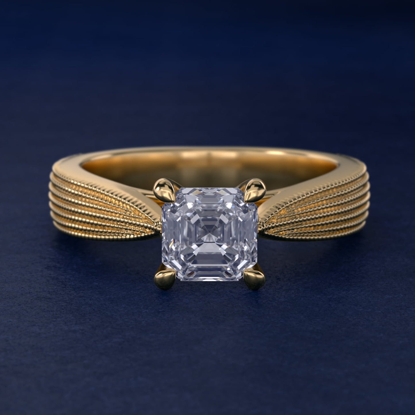 Reverse Taper Modern Milgrain Solitaire Engagement Ring In 14K Yellow Gold By James Allen - Asscher Center