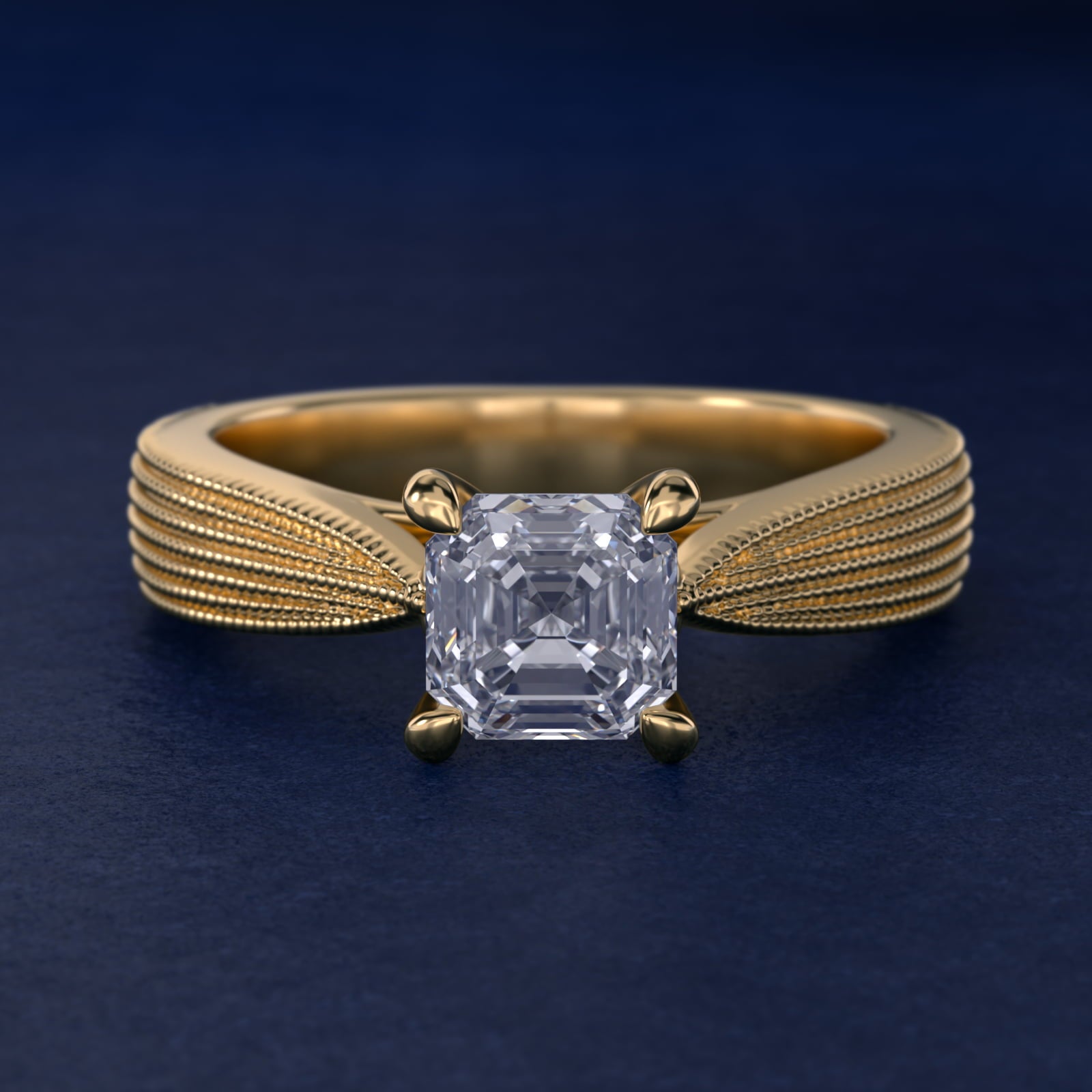 Reverse Taper Modern Milgrain Solitaire Engagement Ring In 14K Yellow Gold By James Allen - Asscher Center
