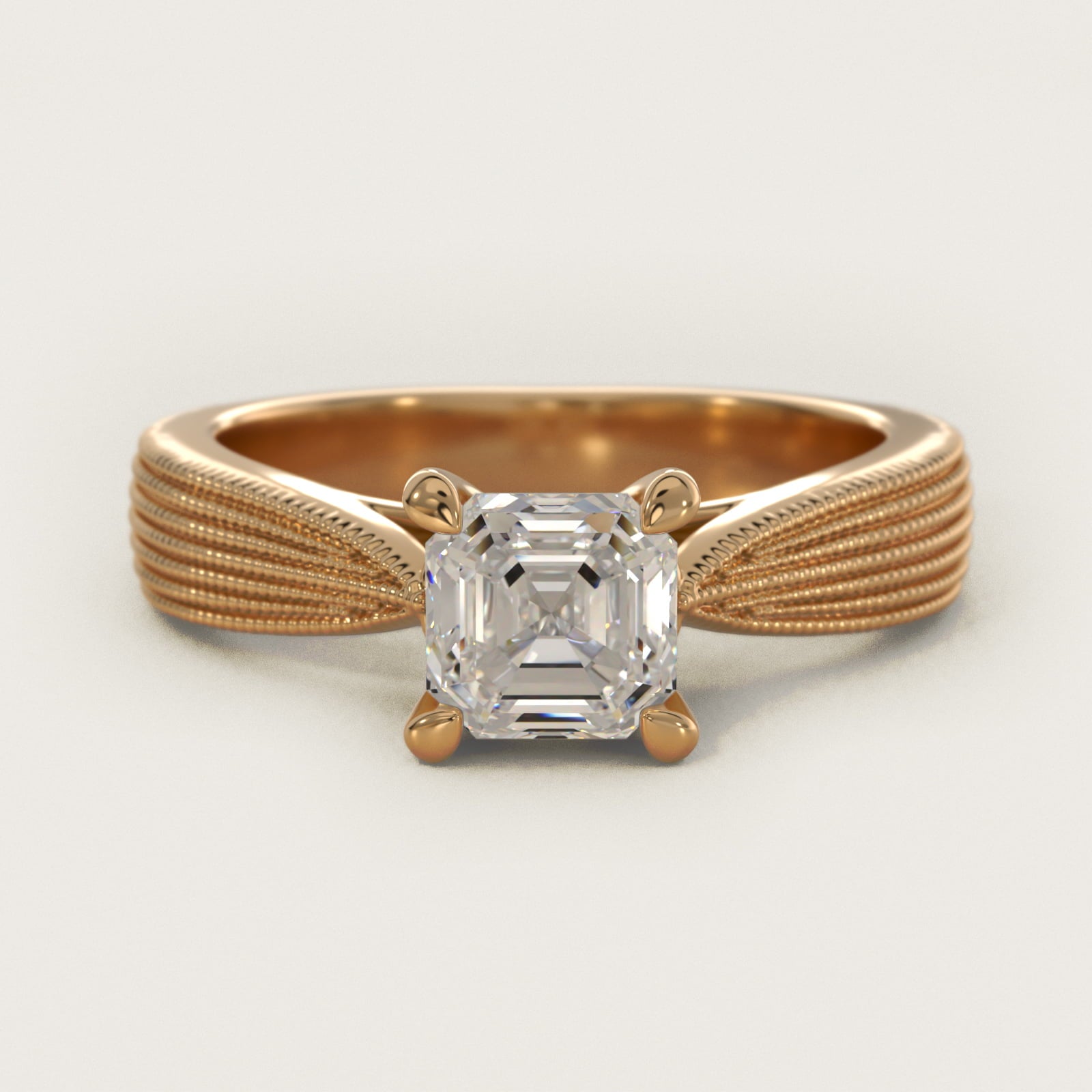 Reverse Taper Modern Milgrain Solitaire Engagement Ring In 18k Yellow Gold By James Allen - Asscher Center