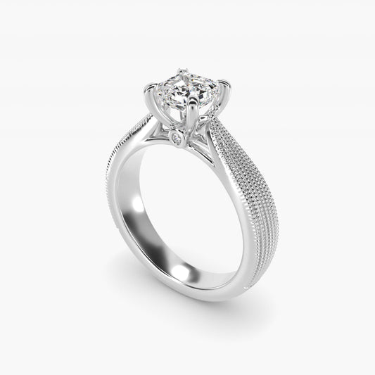 Reverse Taper Modern Milgrain Solitaire Engagement Ring In Platinum By James Allen - Asscher Center