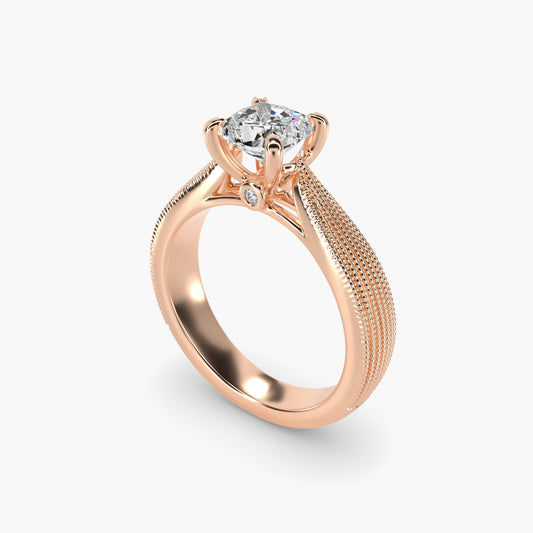 Reverse Taper Modern Milgrain Solitaire Engagement Ring In 14K Rose Gold By James Allen - Cushion Center
