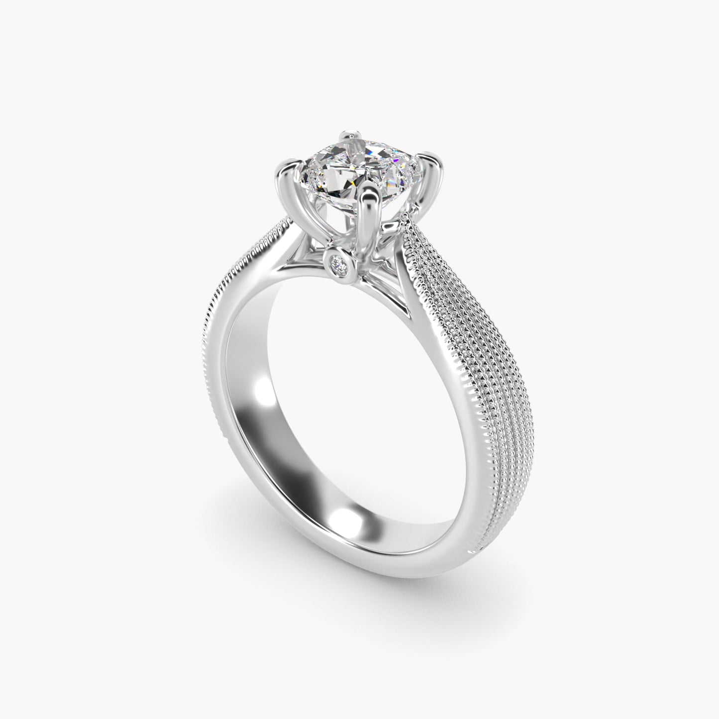 Reverse Taper Modern Milgrain Solitaire Engagement Ring In Platinum By James Allen - Cushion Center