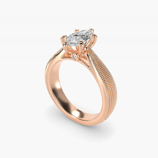 Reverse Taper Modern Milgrain Solitaire Engagement Ring In 14K Rose Gold By James Allen - Marquise Center