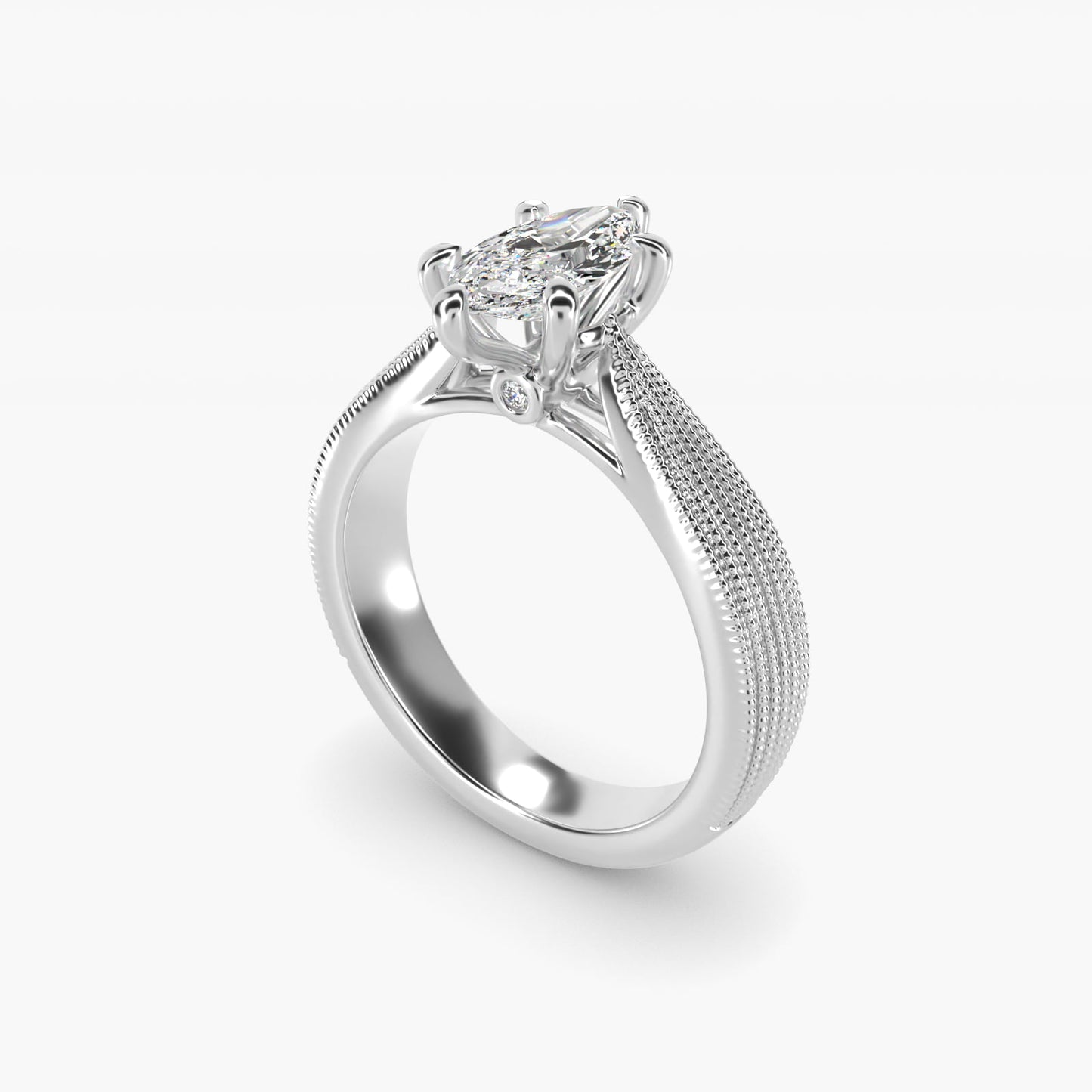 Reverse Taper Modern Milgrain Solitaire Engagement Ring In Platinum By James Allen - Marquise Center