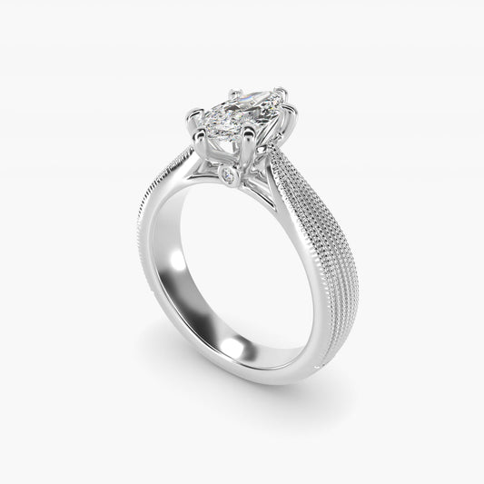 Reverse Taper Modern Milgrain Solitaire Engagement Ring In Platinum By James Allen - Marquise Center
