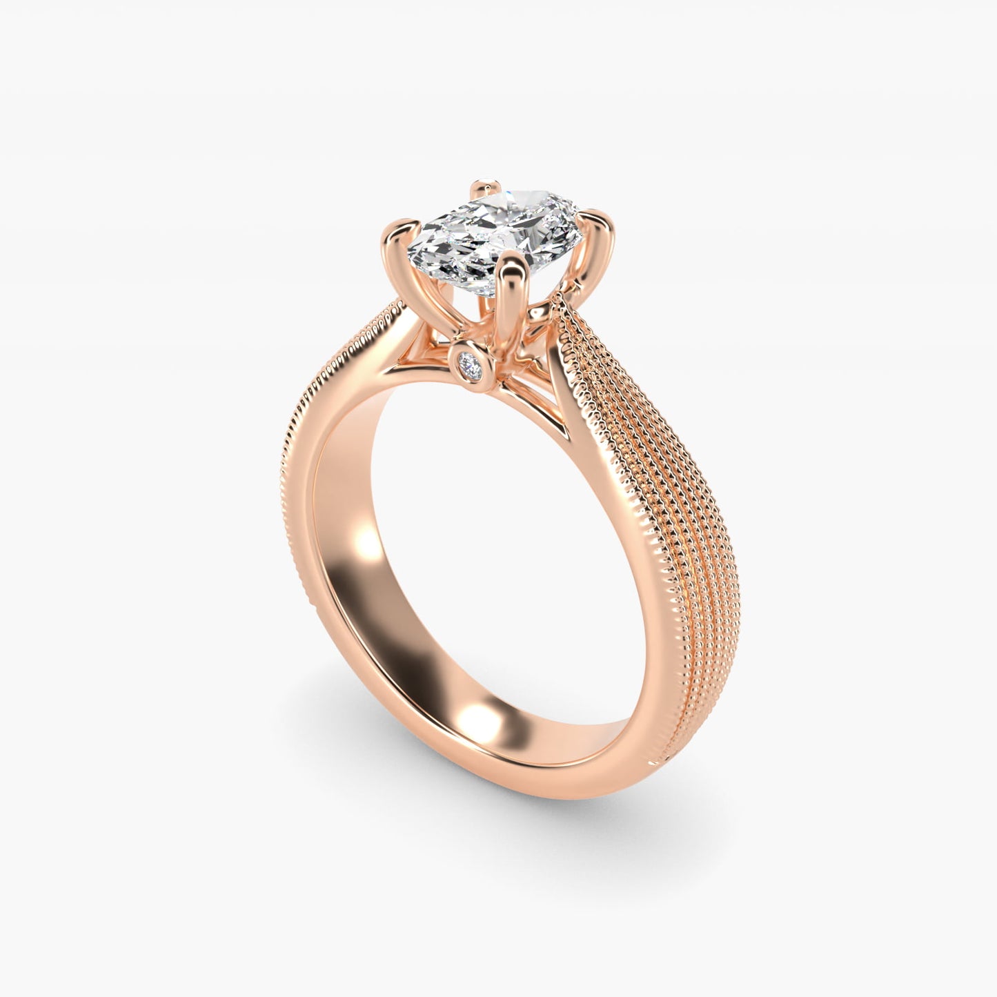 Reverse Taper Modern Milgrain Solitaire Engagement Ring In 18k Rose Gold By James Allen - Oval Center