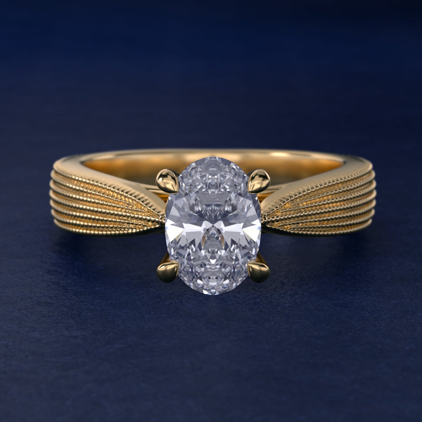 Reverse Taper Modern Milgrain Solitaire Engagement Ring In 18k Yellow Gold By James Allen - Oval Center
