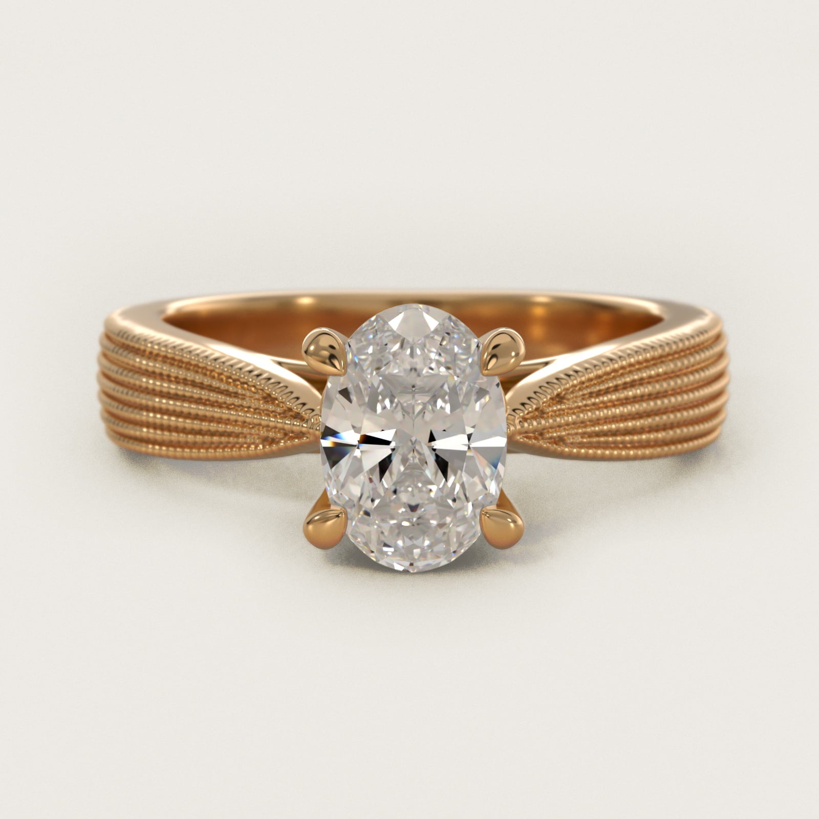 Reverse Taper Modern Milgrain Solitaire Engagement Ring In 14K Yellow Gold By James Allen - Oval Center
