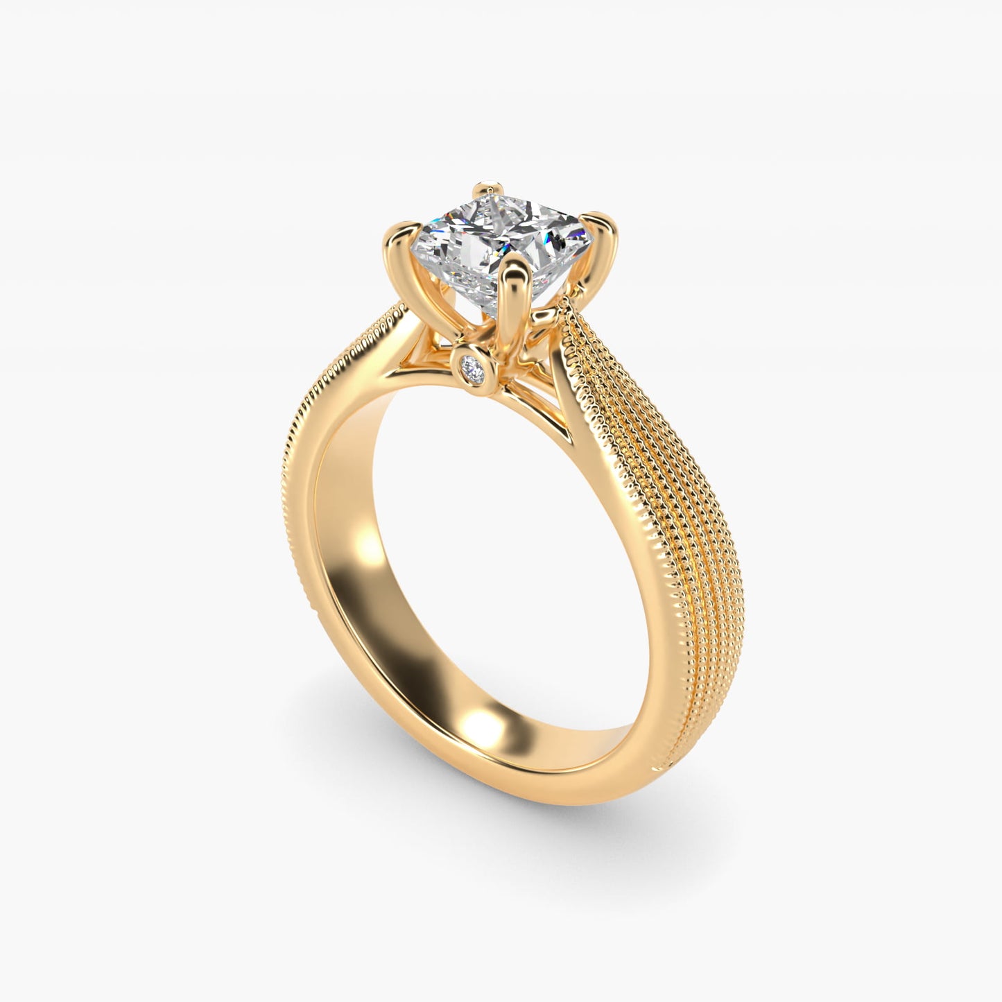 Reverse Taper Modern Milgrain Solitaire Engagement Ring In 14K Yellow Gold By James Allen - Princess Center