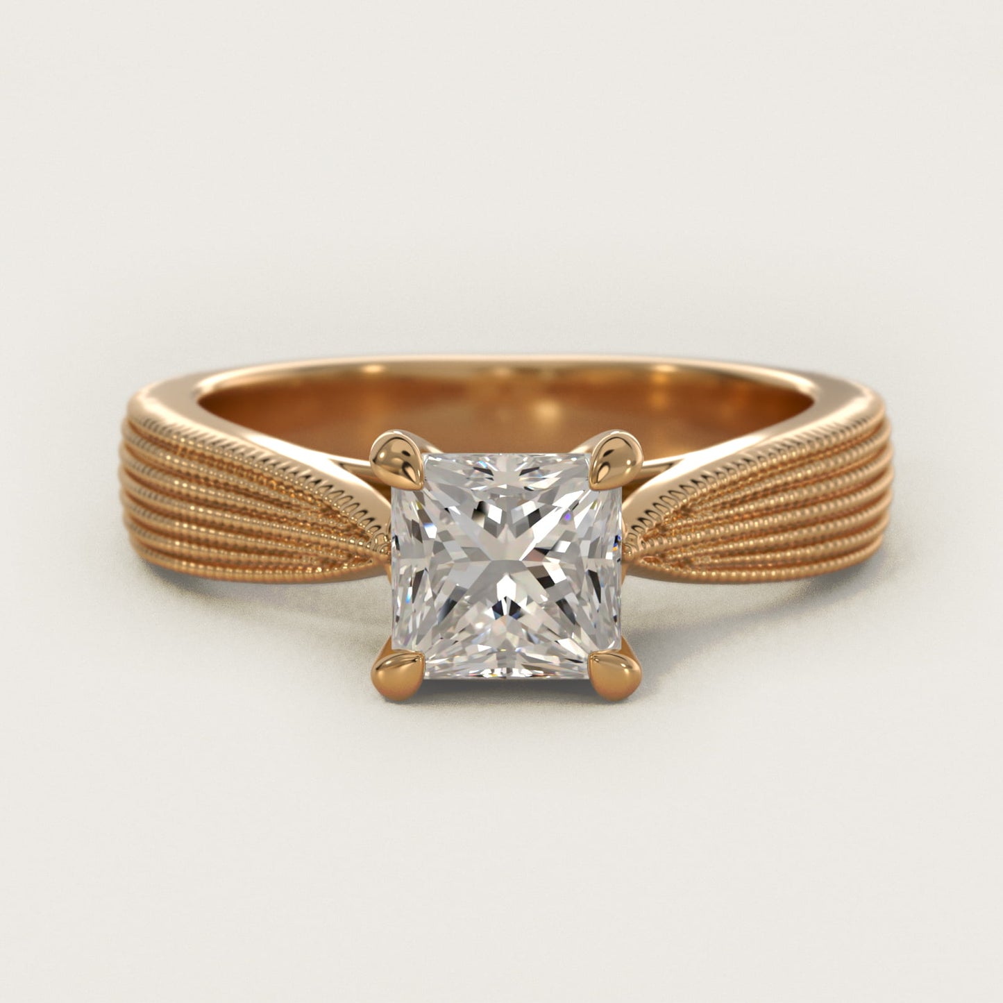 Reverse Taper Modern Milgrain Solitaire Engagement Ring In 18k Yellow Gold By James Allen - Princess Center