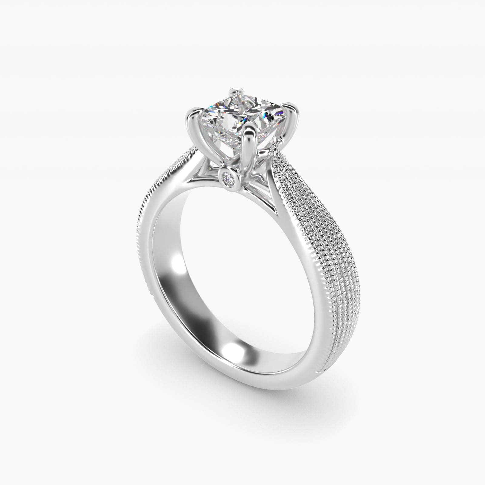 Reverse Taper Modern Milgrain Solitaire Engagement Ring In Platinum By James Allen - Princess Center