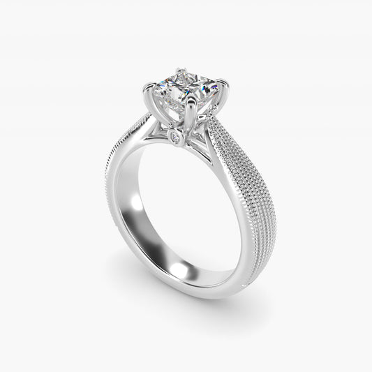Reverse Taper Modern Milgrain Solitaire Engagement Ring In Platinum By James Allen - Princess Center