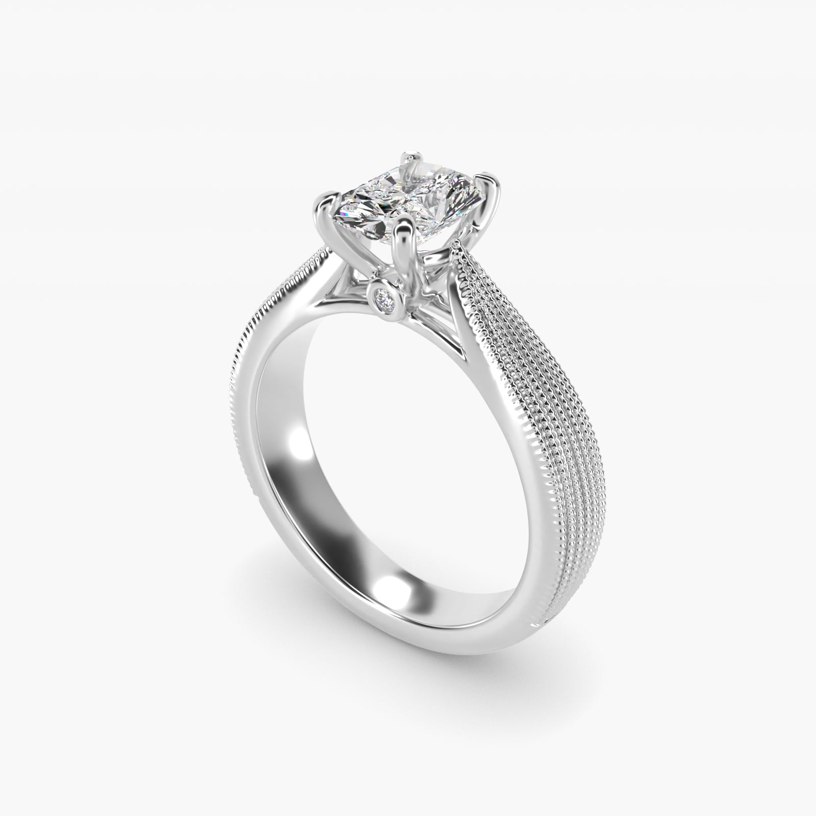 Reverse Taper Modern Milgrain Solitaire Engagement Ring In 14K White Gold By James Allen - Radiant Center