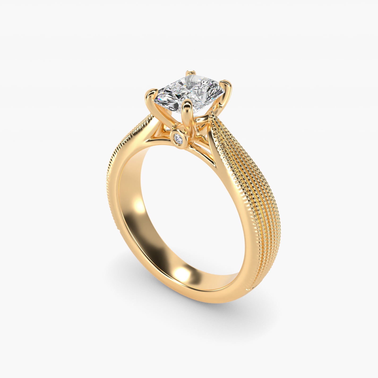 Reverse Taper Modern Milgrain Solitaire Engagement Ring In 14K Yellow Gold By James Allen - Radiant Center