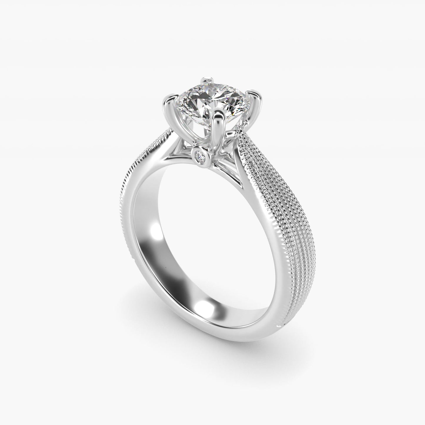 Reverse Taper Modern Milgrain Solitaire Engagement Ring In 14K White Gold By James Allen - Round Center