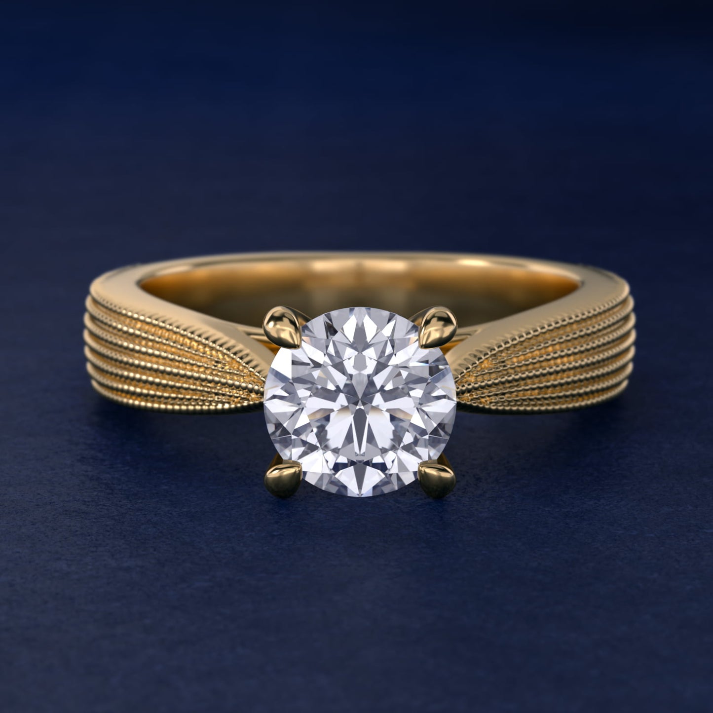 Reverse Taper Modern Milgrain Solitaire Engagement Ring In 14K Yellow Gold By James Allen - Round Center