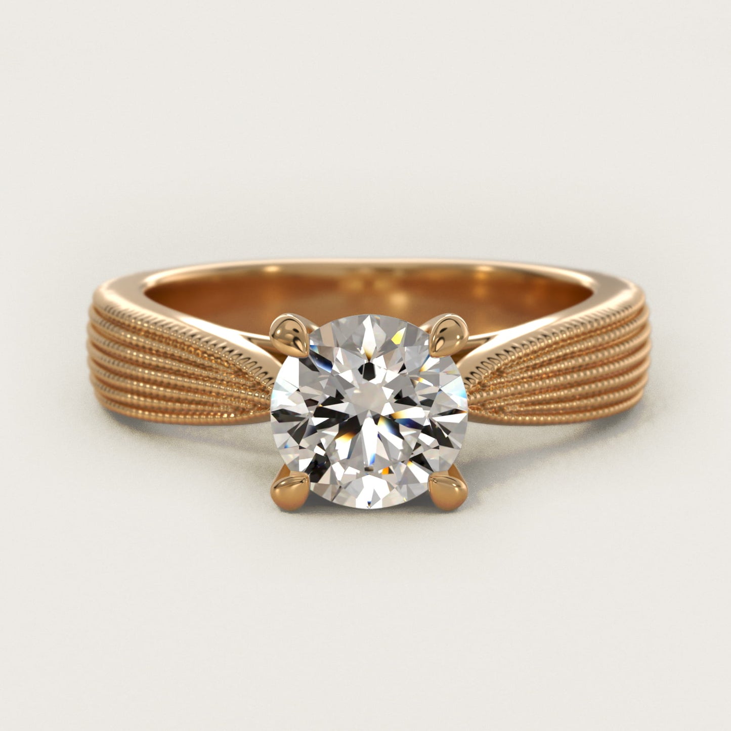 Reverse Taper Modern Milgrain Solitaire Engagement Ring In 14K Yellow Gold By James Allen - Round Center