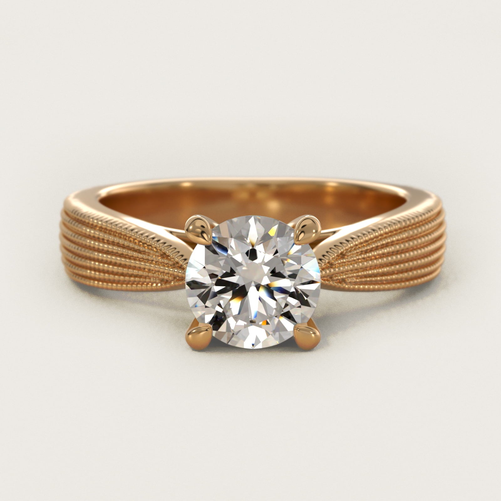 Reverse Taper Modern Milgrain Solitaire Engagement Ring In 14K Yellow Gold By James Allen - Round Center