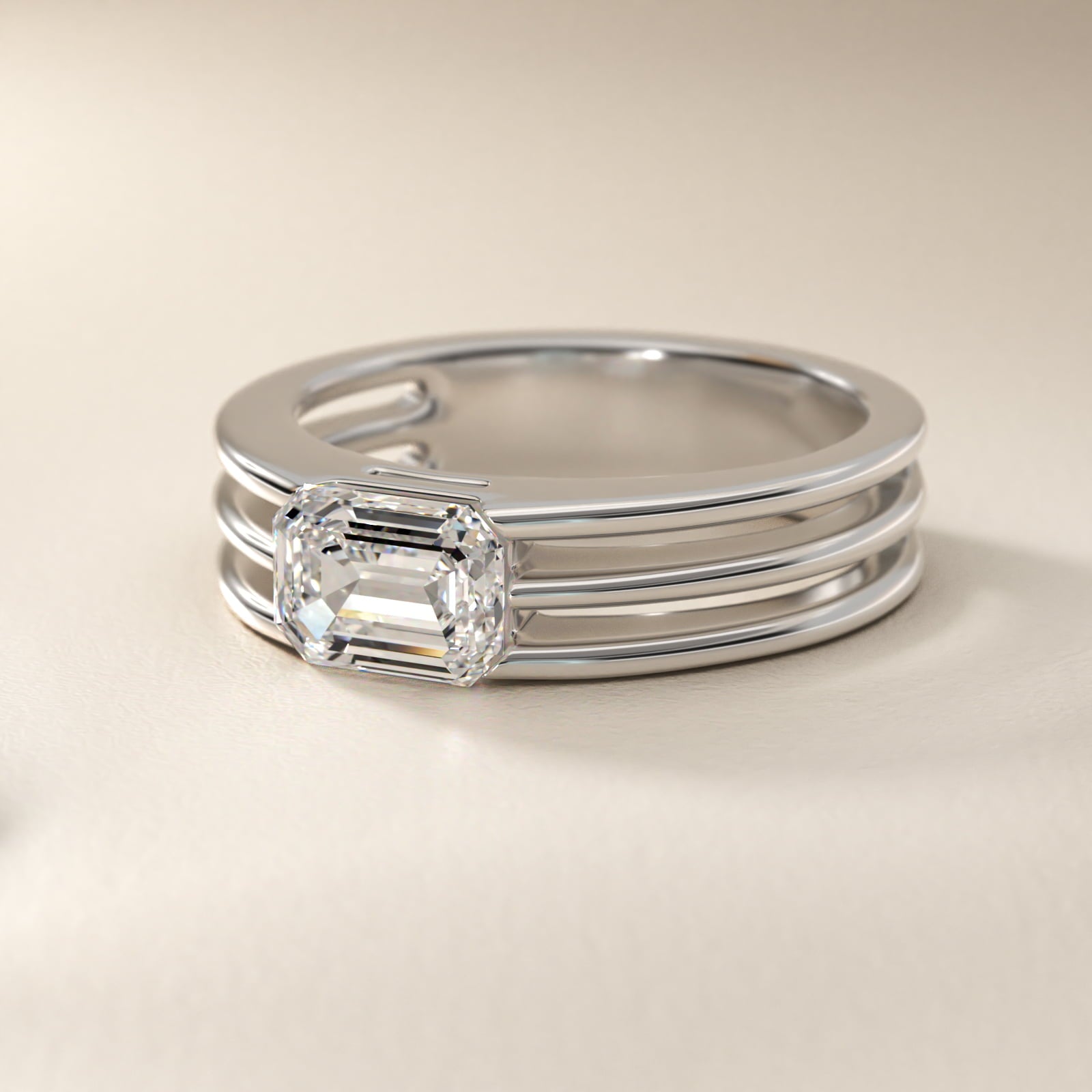 Ridged Dome Solitaire Engagement Ring In 14K White Gold By James Allen - Emerald Center