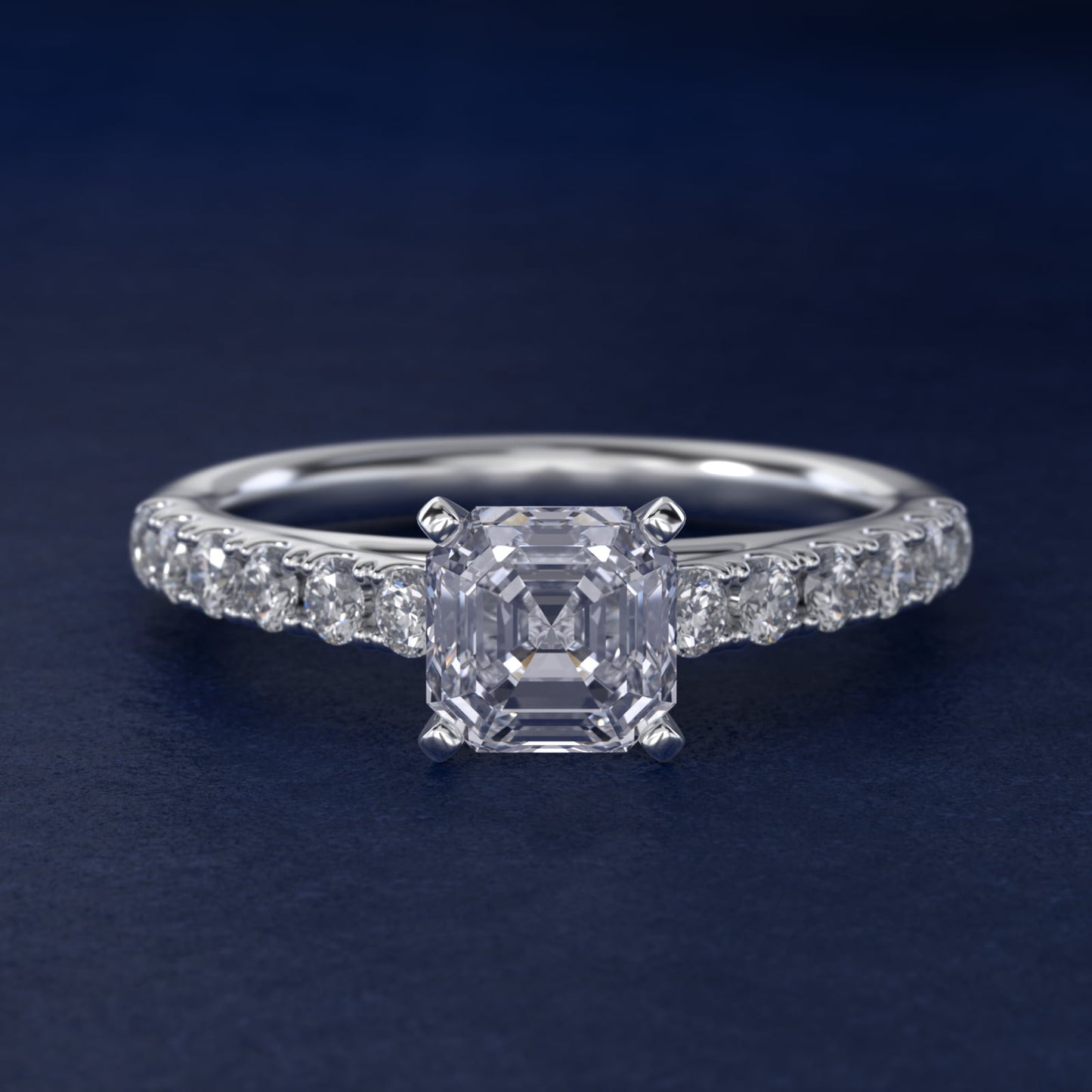 Riviera Cathedral PavŽ Diamond Engagement Ring in Platinum (1/2 ct. tw.) - Asscher Center