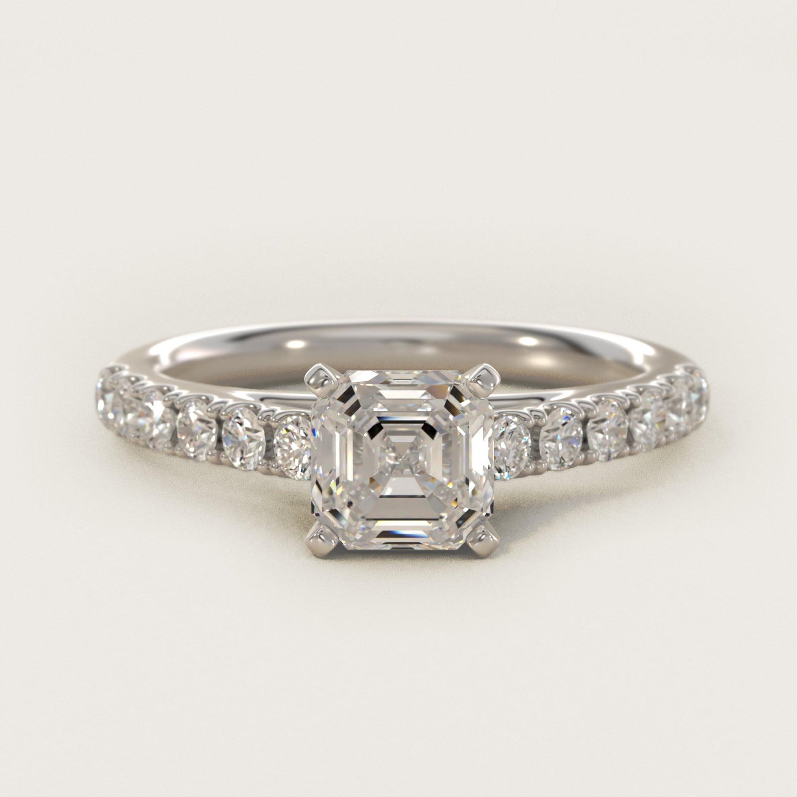 Riviera Cathedral PavŽ Diamond Engagement Ring in Platinum (1/2 ct. tw.) - Asscher Center