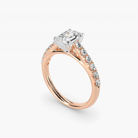Riviera Cathedral PavŽ Diamond Engagement Ring in 14k Rose Gold (1/2 ct. tw.) - Emerald Center