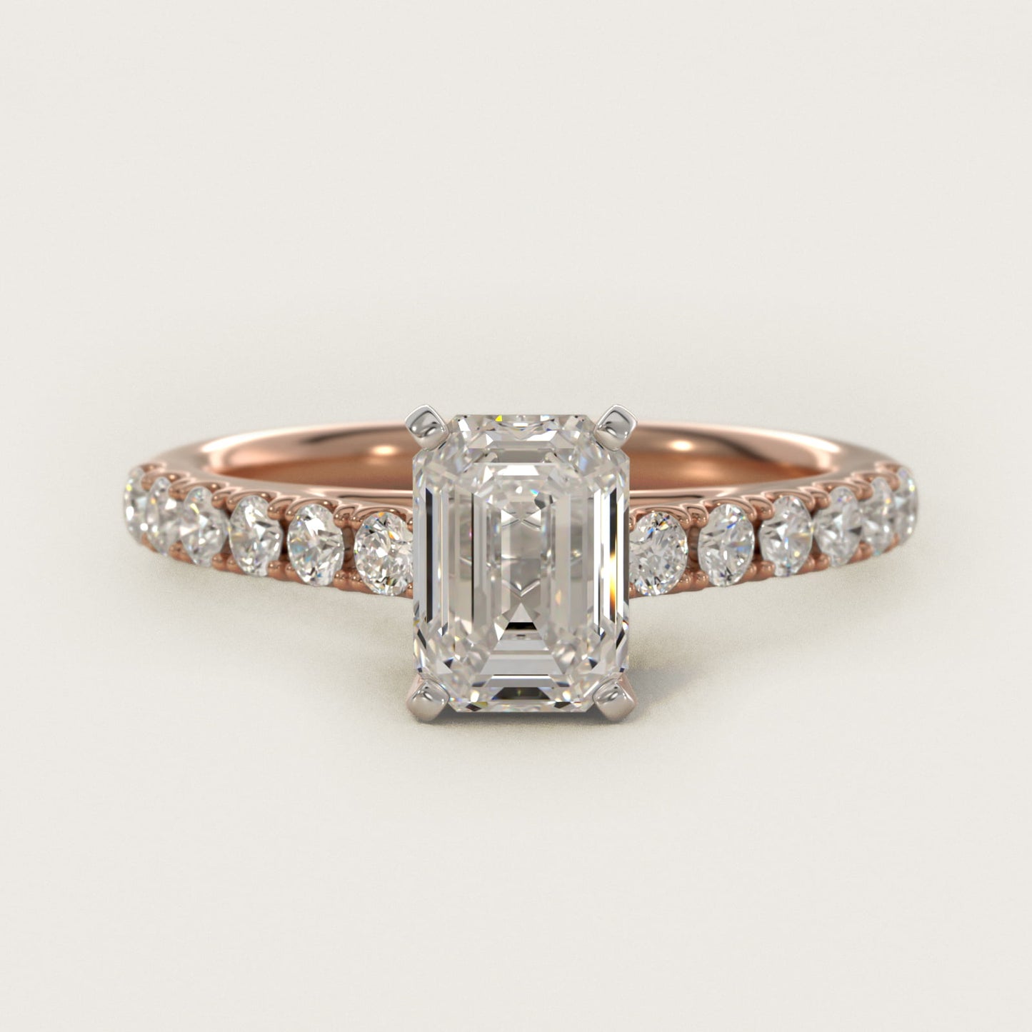 Riviera Cathedral PavŽ Diamond Engagement Ring in 14k Rose Gold (1/2 ct. tw.) - Emerald Center