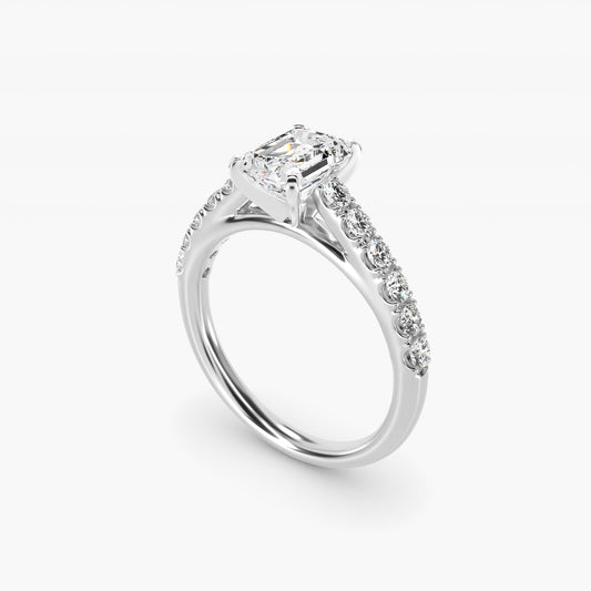 Riviera Cathedral PavŽ Diamond Engagement Ring in 18k White Gold (1/2 ct. tw.) - Emerald Center