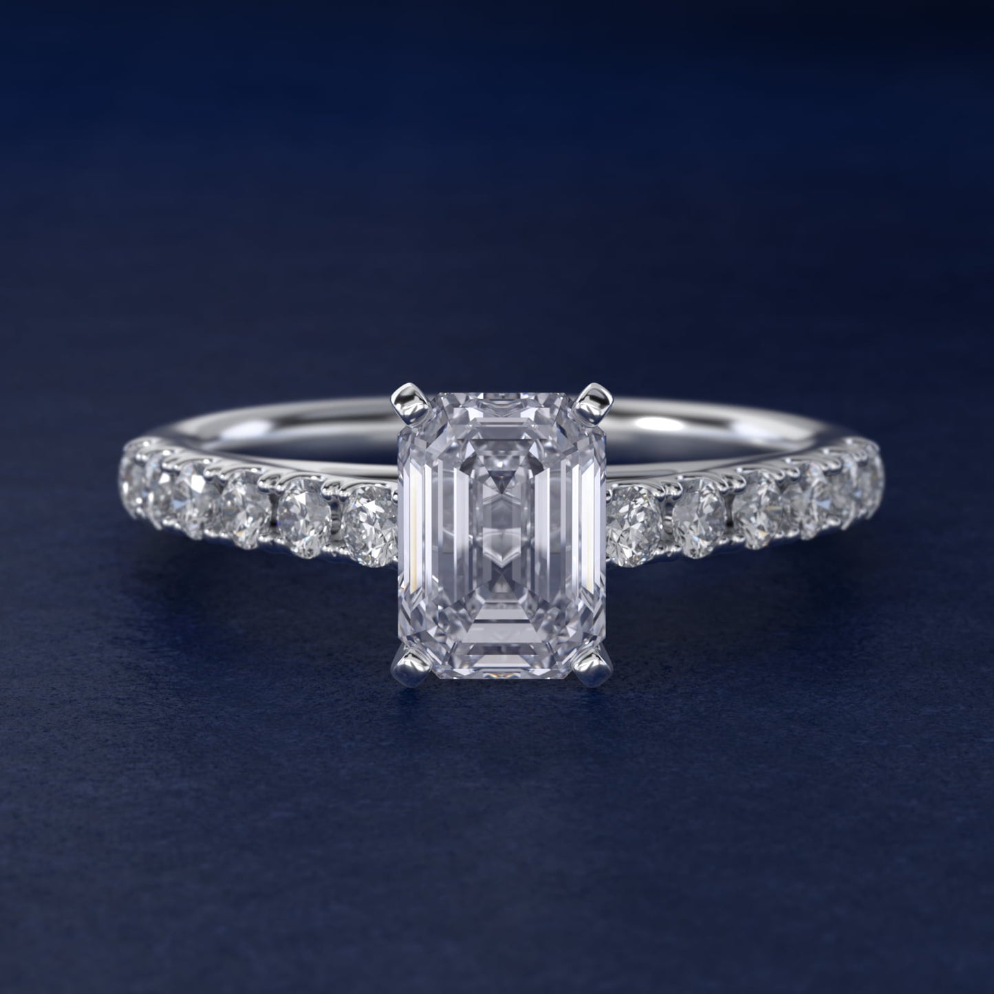 Riviera Cathedral PavŽ Diamond Engagement Ring in Platinum (1/2 ct. tw.) - Emerald Center