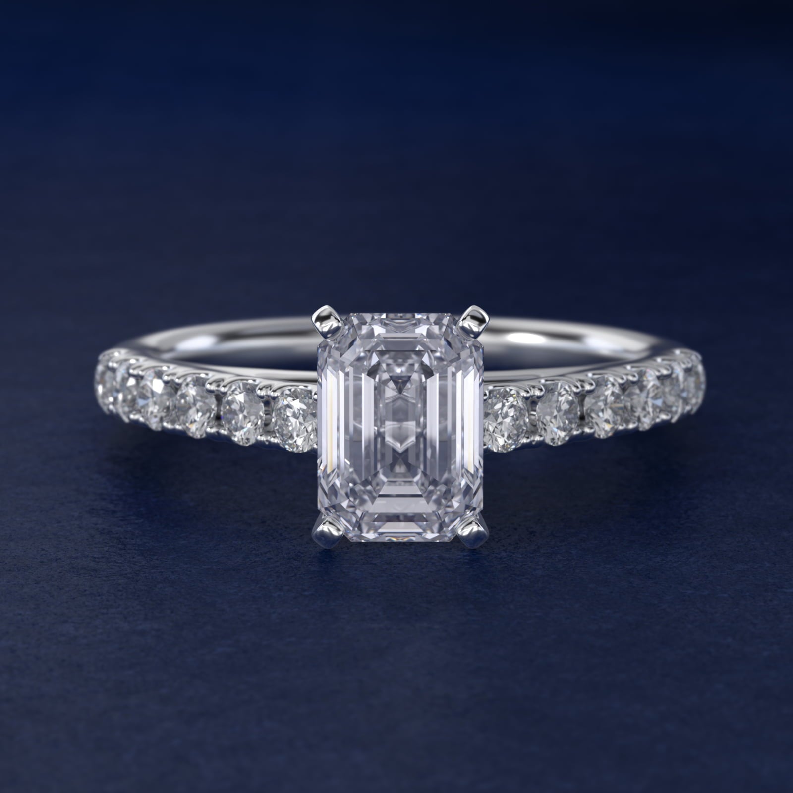 Riviera Cathedral PavŽ Diamond Engagement Ring in Platinum (1/2 ct. tw.) - Emerald Center